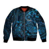 Personalised Polynesia Zodiac Pisces Sleeve Zip Bomber Jacket Galaxy Polynesian Pattern Chest Tattoo Style