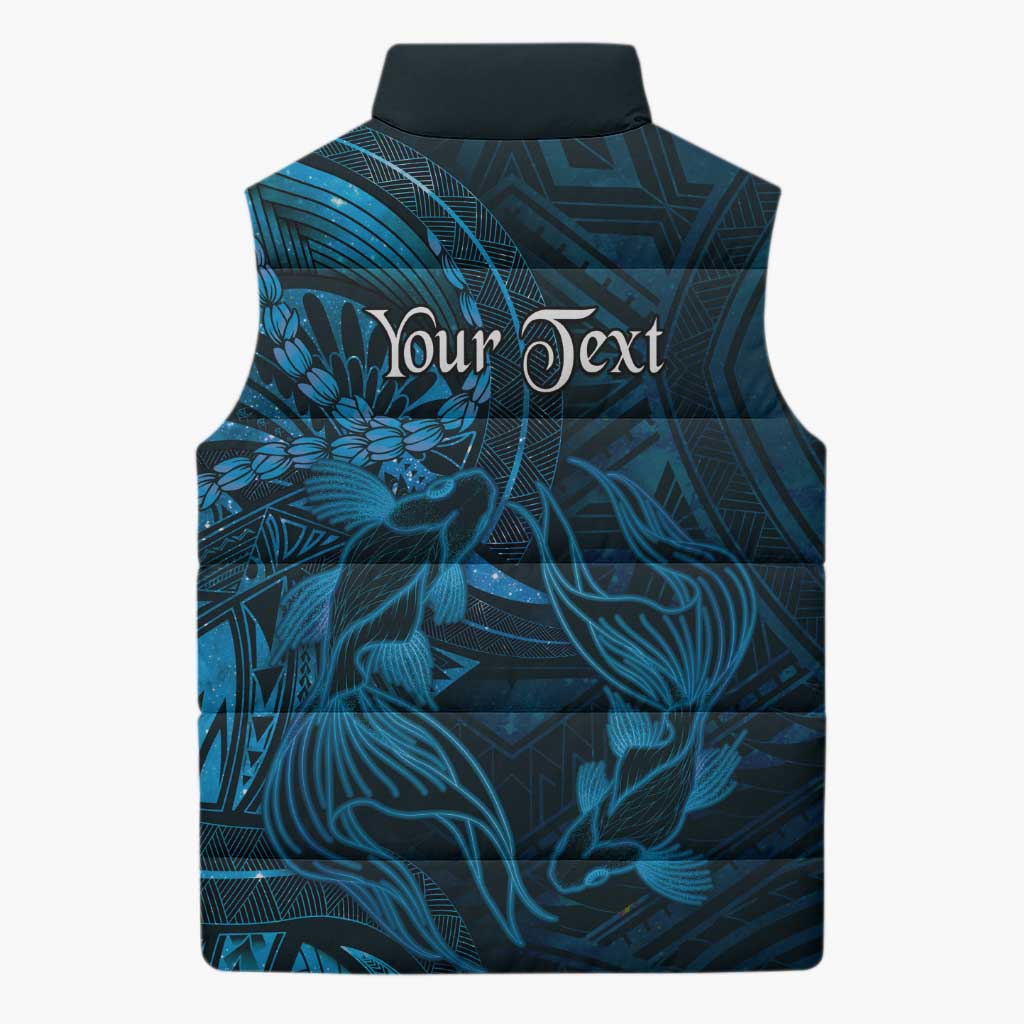 Personalised Polynesia Zodiac Pisces Sleeveless Puffer Jacket Galaxy Polynesian Pattern Chest Tattoo Style