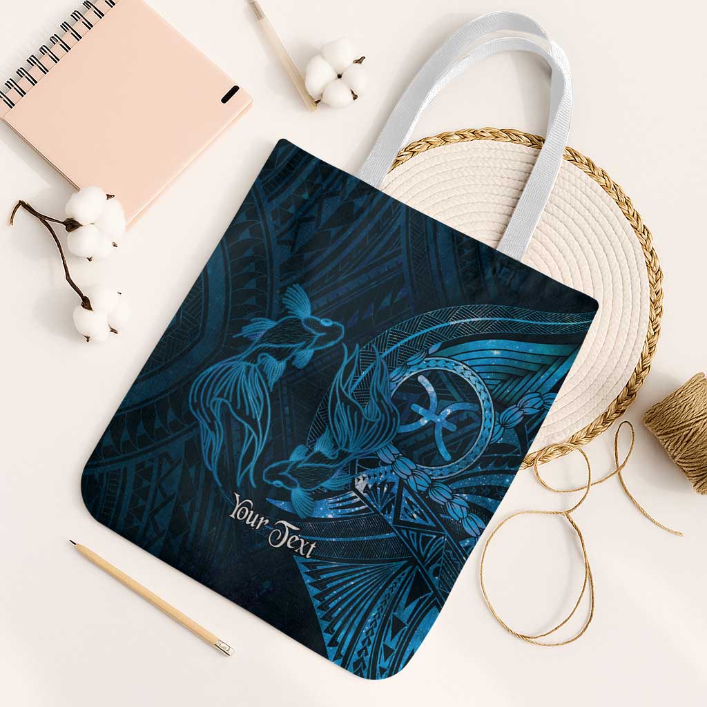 Personalised Polynesia Zodiac Pisces Tote Bag Galaxy Polynesian Pattern Chest Tattoo Style