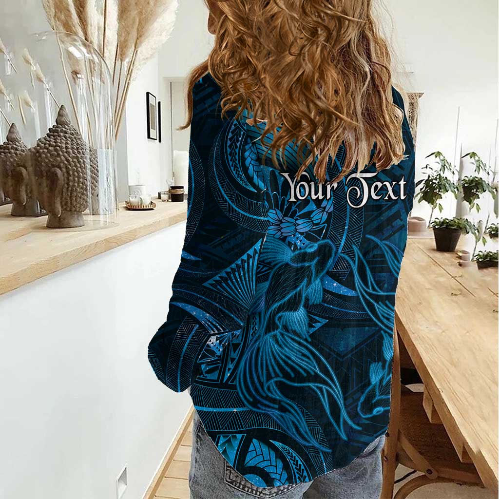 Personalised Polynesia Zodiac Pisces Women Casual Shirt Galaxy Polynesian Pattern Chest Tattoo Style