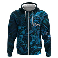 Personalised Polynesia Zodiac Pisces Zip Hoodie Galaxy Polynesian Pattern Chest Tattoo Style