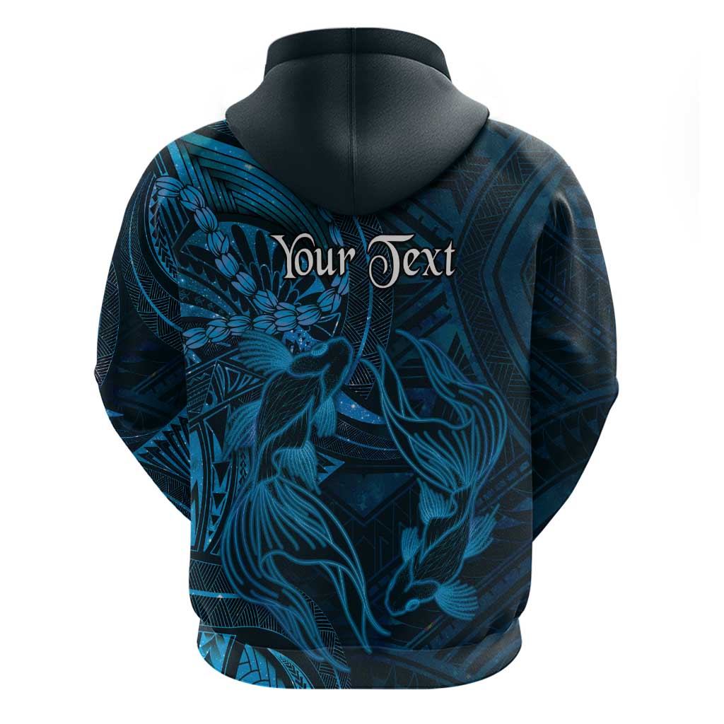 Personalised Polynesia Zodiac Pisces Zip Hoodie Galaxy Polynesian Pattern Chest Tattoo Style