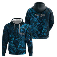 Personalised Polynesia Zodiac Pisces Zip Hoodie Galaxy Polynesian Pattern Chest Tattoo Style