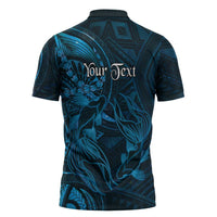 Personalised Polynesia Zodiac Pisces Zipper Polo Shirt Galaxy Polynesian Pattern Chest Tattoo Style