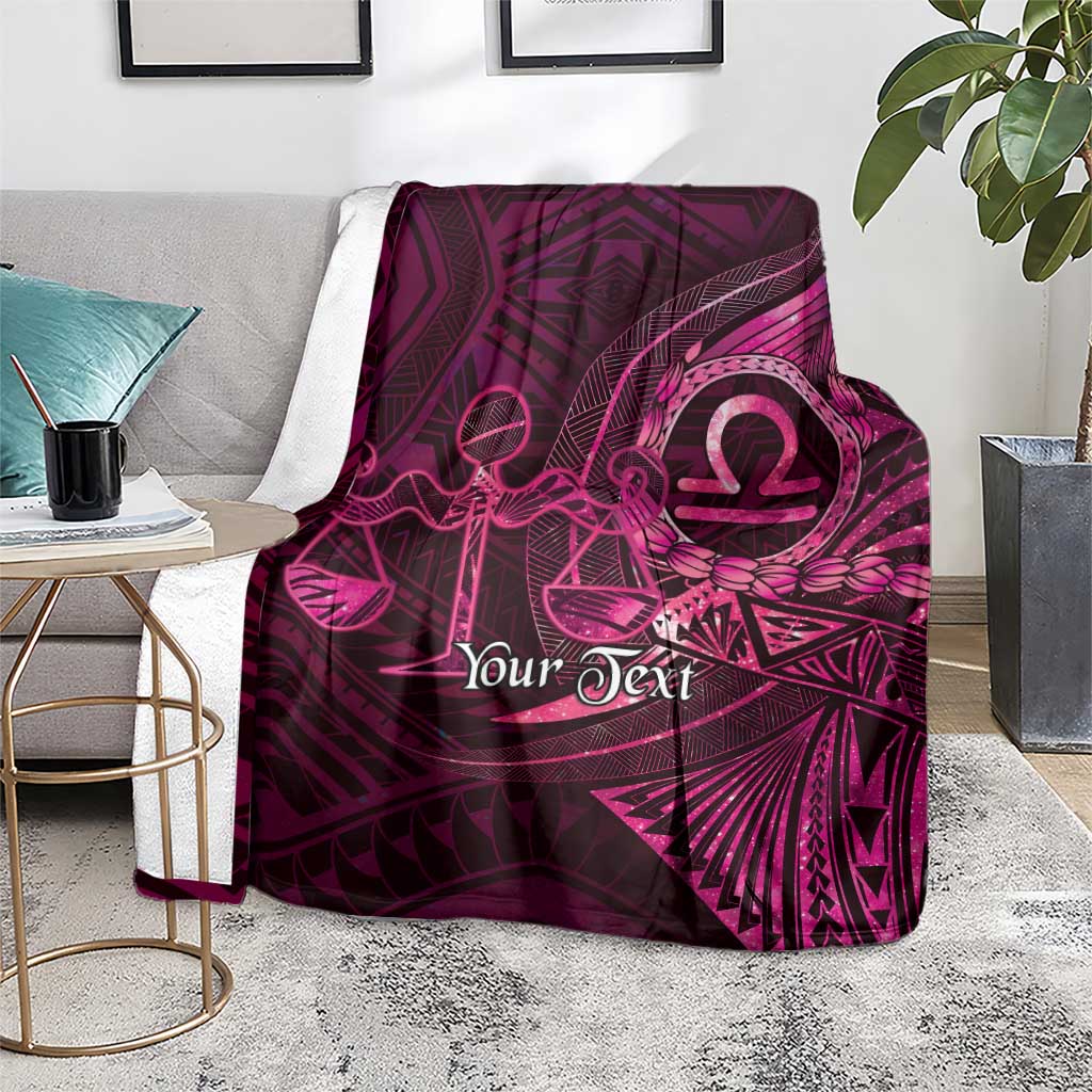 Personalised Polynesia Zodiac Libra Blanket Galaxy Polynesian Pattern Chest Tattoo Style