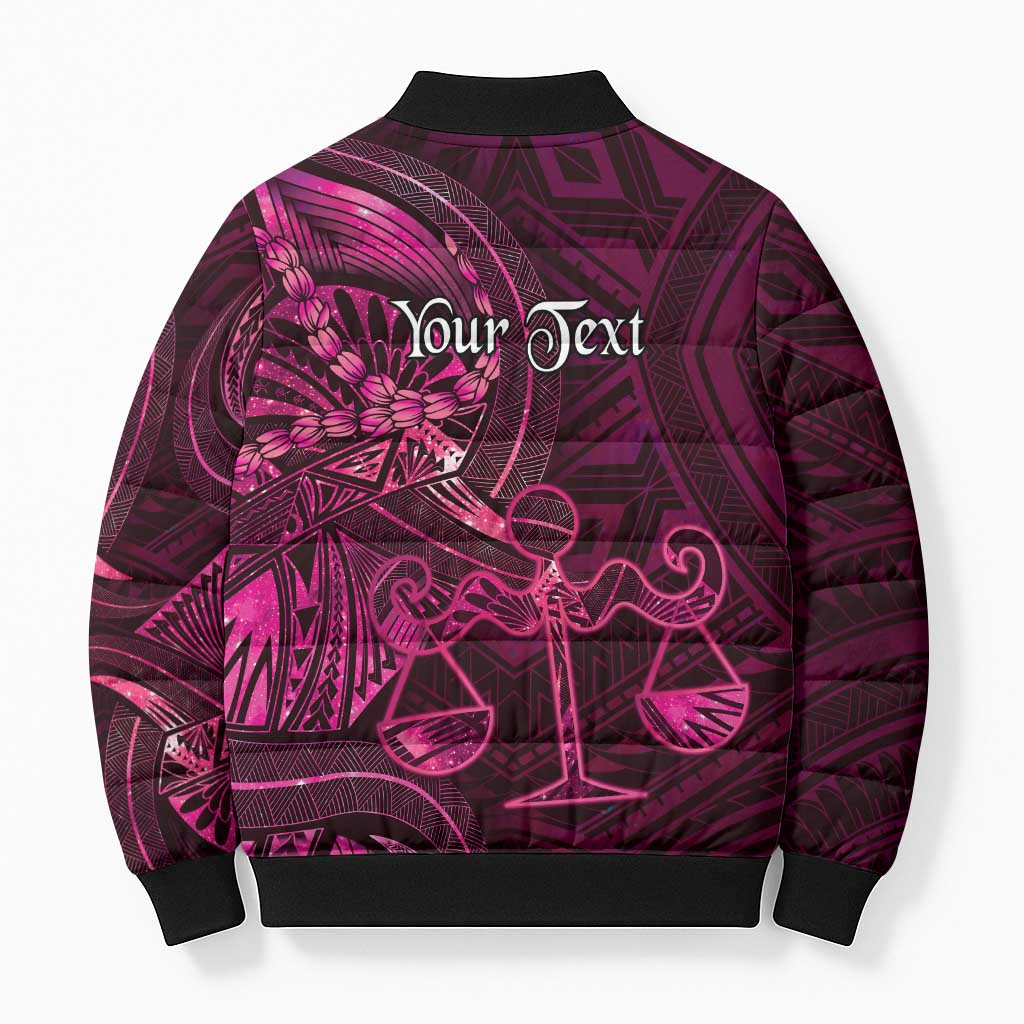 Personalised Polynesia Zodiac Libra Bomber Puffer Jacket Galaxy Polynesian Pattern Chest Tattoo Style