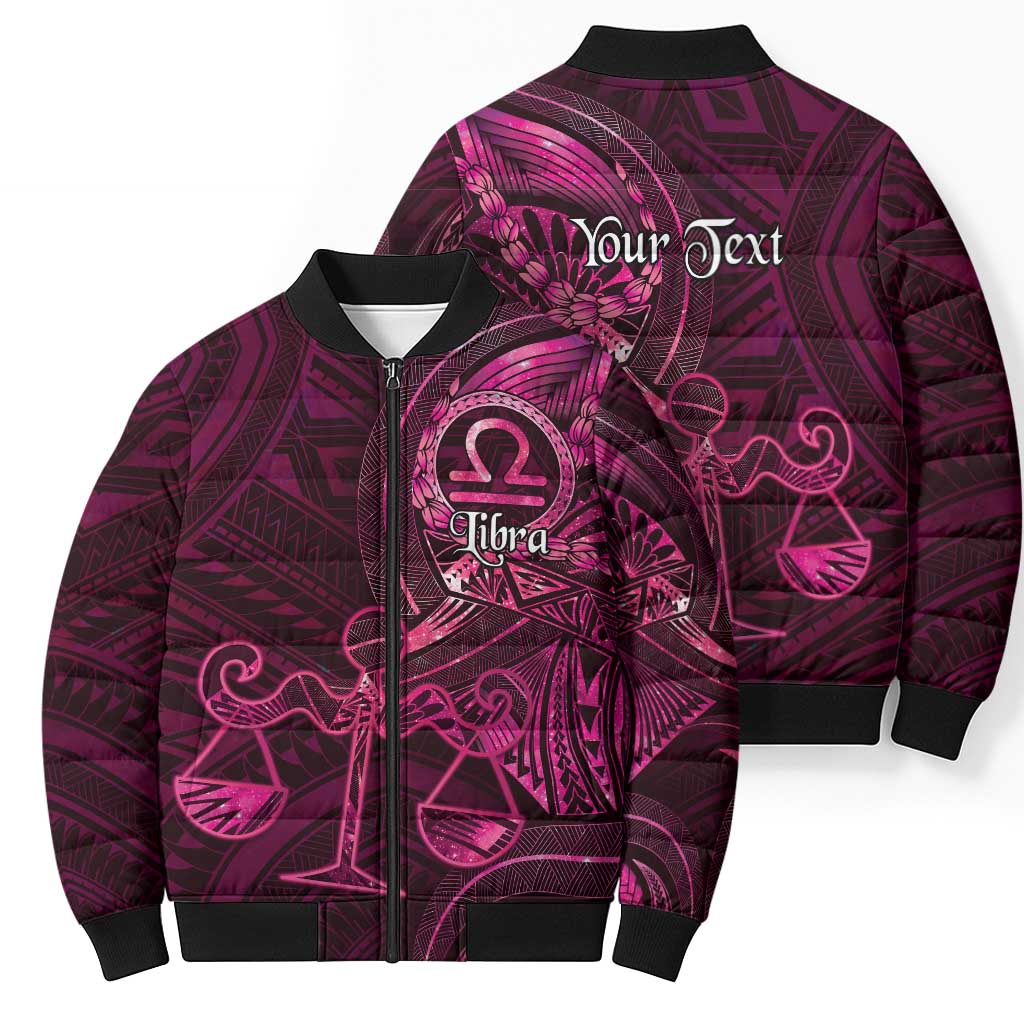 Personalised Polynesia Zodiac Libra Bomber Puffer Jacket Galaxy Polynesian Pattern Chest Tattoo Style