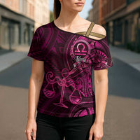 Personalised Polynesia Zodiac Libra Cross Shoulder Shirt Galaxy Polynesian Pattern Chest Tattoo Style