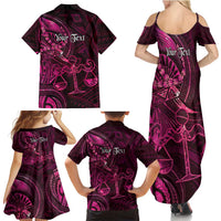 Personalised Polynesia Zodiac Libra Family Matching Summer Maxi Dress and Hawaiian Shirt Galaxy Polynesian Pattern Chest Tattoo Style