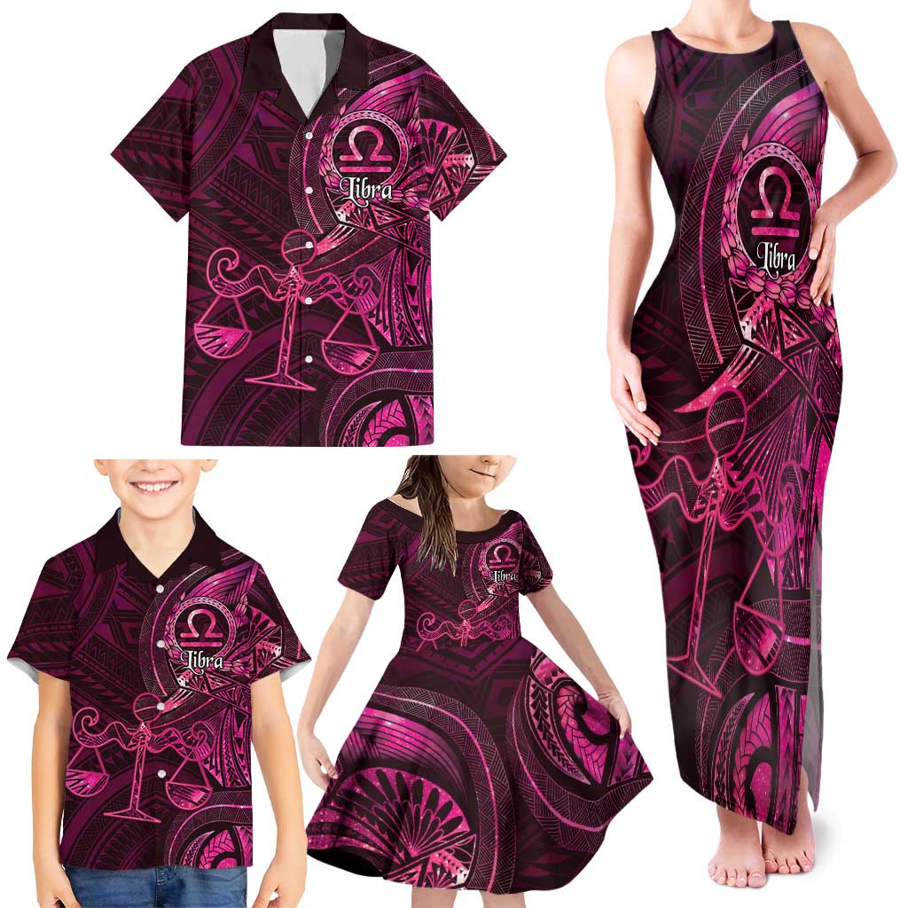 Personalised Polynesia Zodiac Libra Family Matching Tank Maxi Dress and Hawaiian Shirt Galaxy Polynesian Pattern Chest Tattoo Style LT14 - Polynesian Pride