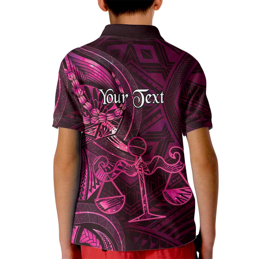 Personalised Polynesia Zodiac Libra Kid Polo Shirt Galaxy Polynesian Pattern Chest Tattoo Style
