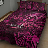 Personalised Polynesia Zodiac Libra Quilt Bed Set Galaxy Polynesian Pattern Chest Tattoo Style