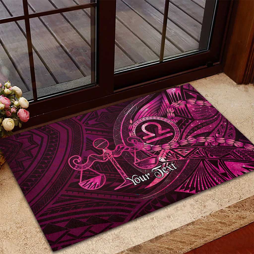 Personalised Polynesia Zodiac Libra Rubber Doormat Galaxy Polynesian Pattern Chest Tattoo Style