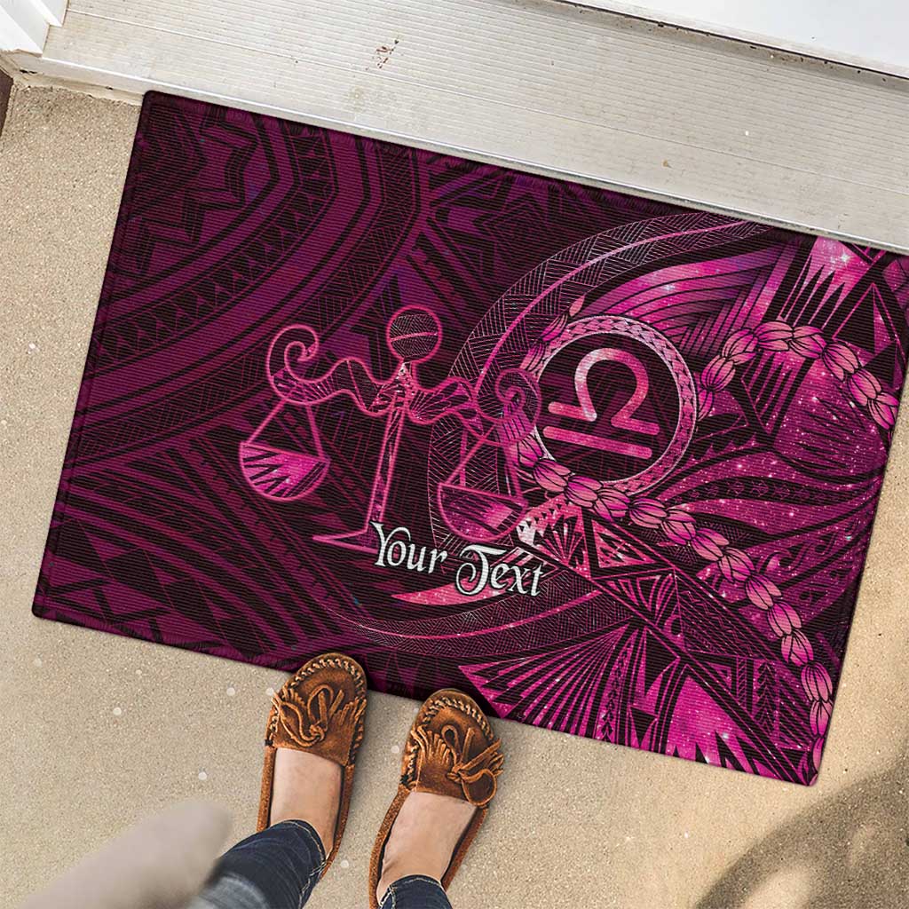 Personalised Polynesia Zodiac Libra Rubber Doormat Galaxy Polynesian Pattern Chest Tattoo Style