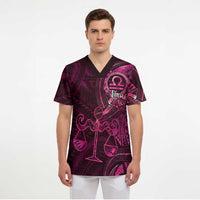 Personalised Polynesia Zodiac Libra Scrub Top Galaxy Polynesian Pattern Chest Tattoo Style