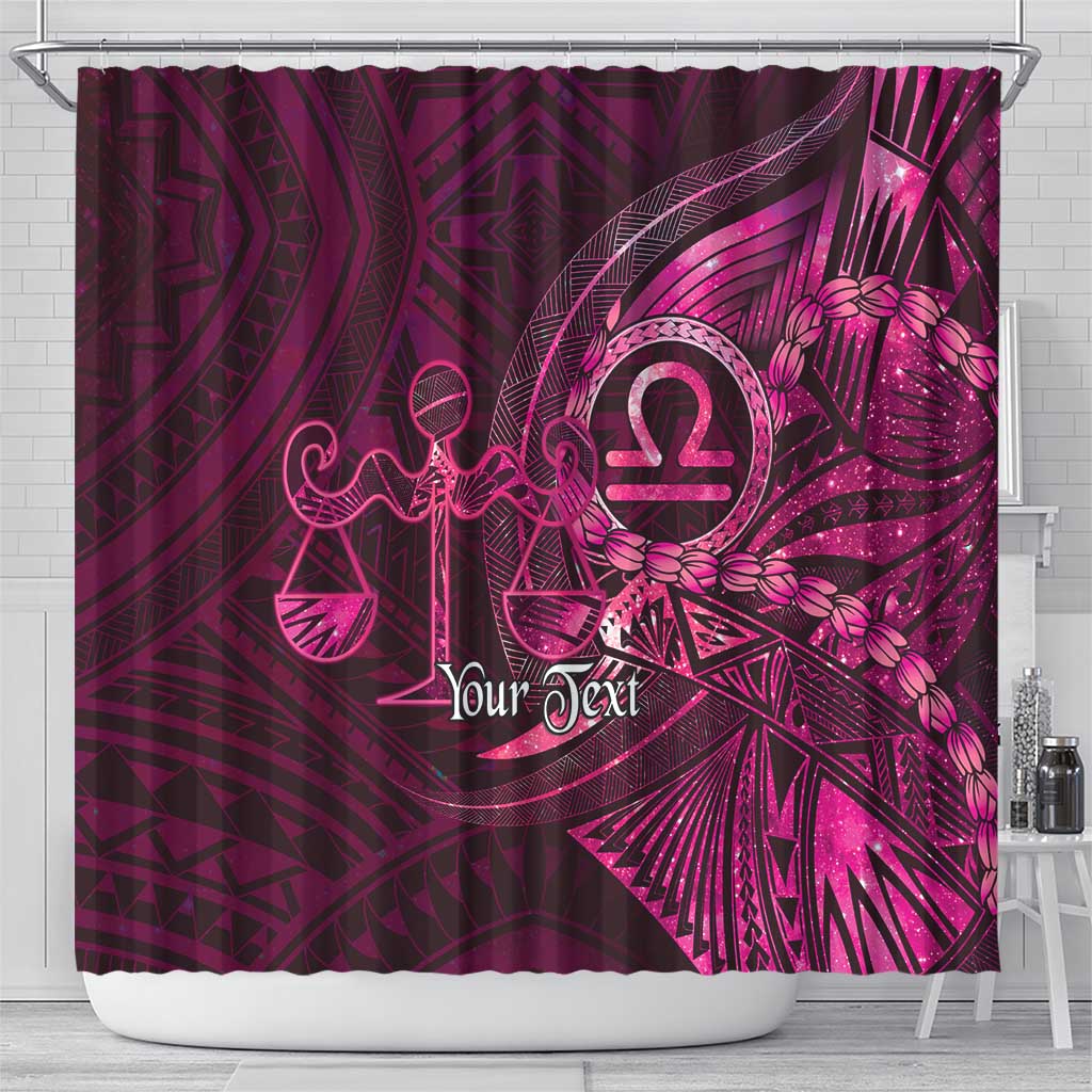 Personalised Polynesia Zodiac Libra Shower Curtain Galaxy Polynesian Pattern Chest Tattoo Style
