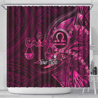 Personalised Polynesia Zodiac Libra Shower Curtain Galaxy Polynesian Pattern Chest Tattoo Style