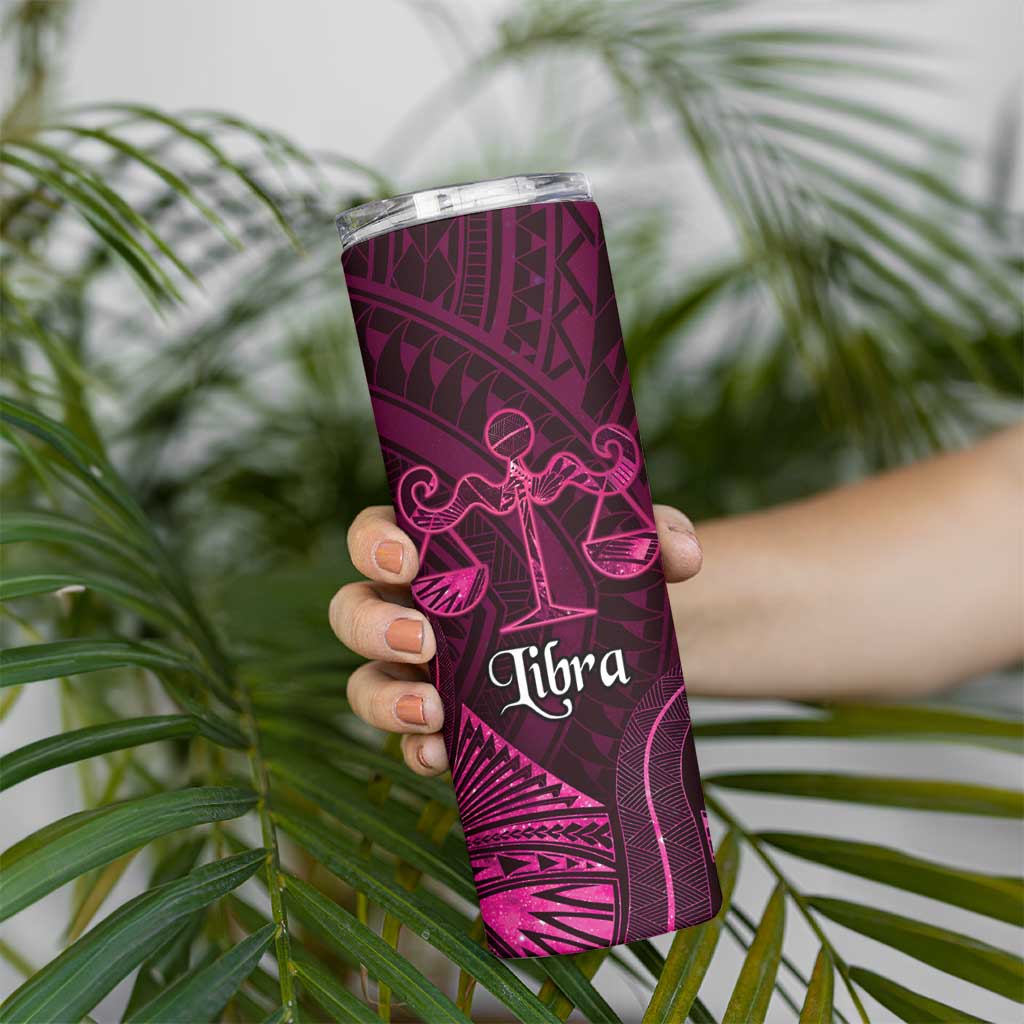 Personalised Polynesia Zodiac Libra Skinny Tumbler Galaxy Polynesian Pattern Chest Tattoo Style