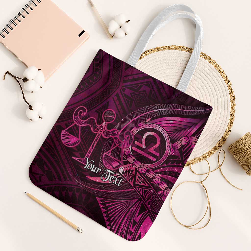 Personalised Polynesia Zodiac Libra Tote Bag Galaxy Polynesian Pattern Chest Tattoo Style