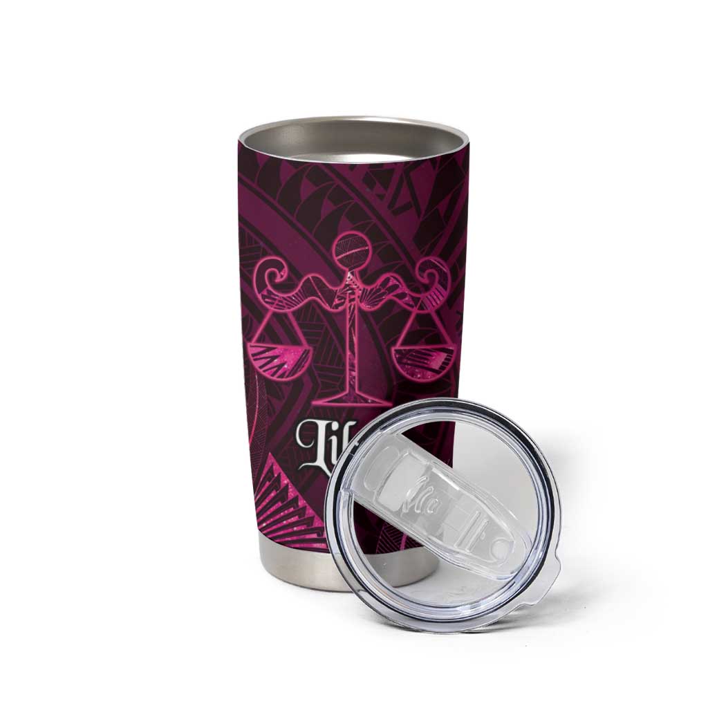 Personalised Polynesia Zodiac Libra Tumbler Cup Galaxy Polynesian Pattern Chest Tattoo Style