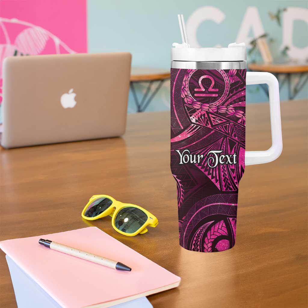 Personalised Polynesia Zodiac Libra Tumbler With Handle Galaxy Polynesian Pattern Chest Tattoo Style