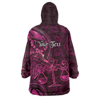 Personalised Polynesia Zodiac Libra Wearable Blanket Hoodie Galaxy Polynesian Pattern Chest Tattoo Style