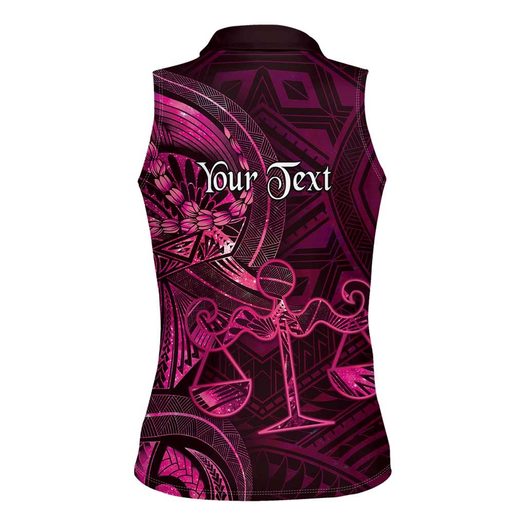 Personalised Polynesia Zodiac Libra Women Sleeveless Polo Shirt Galaxy Polynesian Pattern Chest Tattoo Style
