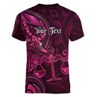 Personalised Polynesia Zodiac Libra Women V-Neck T-Shirt Galaxy Polynesian Pattern Chest Tattoo Style LT14 - Polynesian Pride