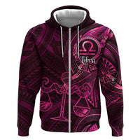 Personalised Polynesia Zodiac Libra Zip Hoodie Galaxy Polynesian Pattern Chest Tattoo Style