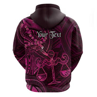 Personalised Polynesia Zodiac Libra Zip Hoodie Galaxy Polynesian Pattern Chest Tattoo Style