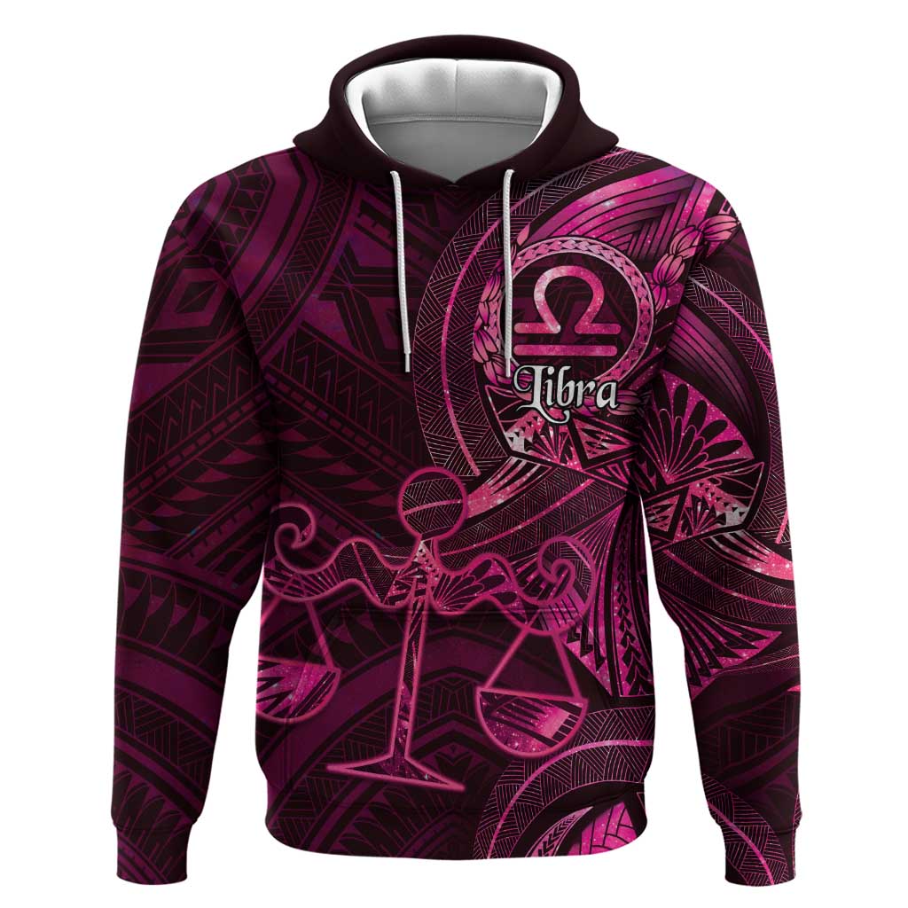 Personalised Polynesia Zodiac Libra Zip Hoodie Galaxy Polynesian Pattern Chest Tattoo Style
