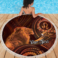 Personalised Polynesia Zodiac Leo Beach Blanket Galaxy Polynesian Pattern Chest Tattoo Style