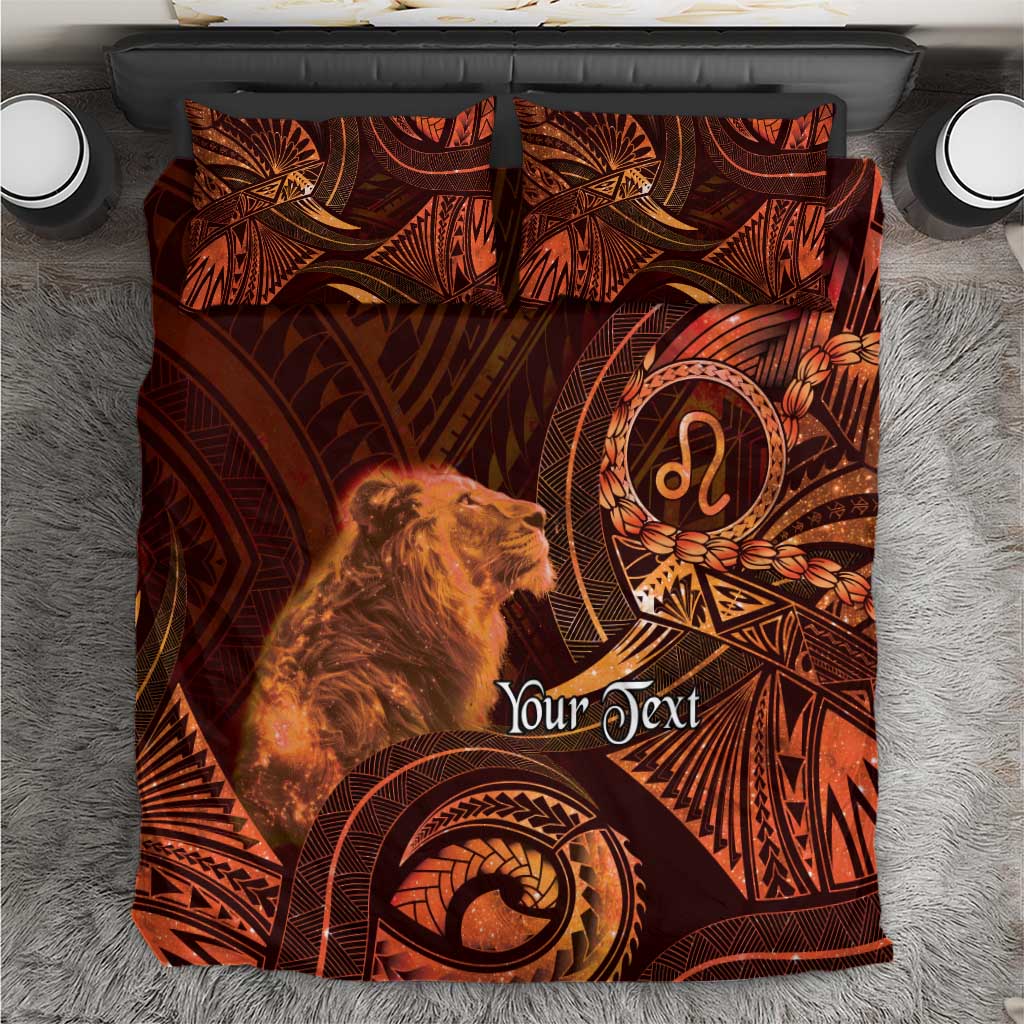 Personalised Polynesia Zodiac Leo Bedding Set Galaxy Polynesian Pattern Chest Tattoo Style