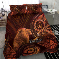 Personalised Polynesia Zodiac Leo Bedding Set Galaxy Polynesian Pattern Chest Tattoo Style