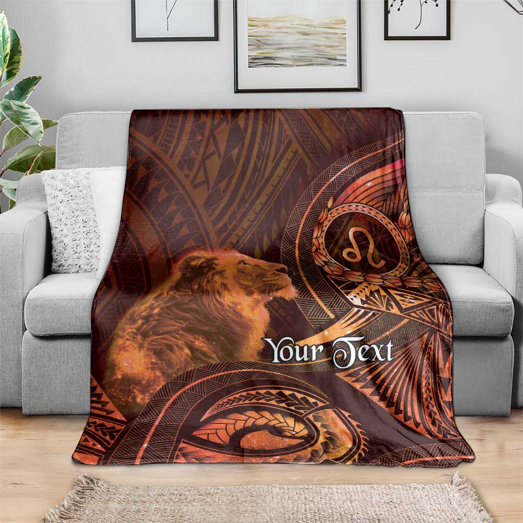 Personalised Polynesia Zodiac Leo Blanket Galaxy Polynesian Pattern Chest Tattoo Style