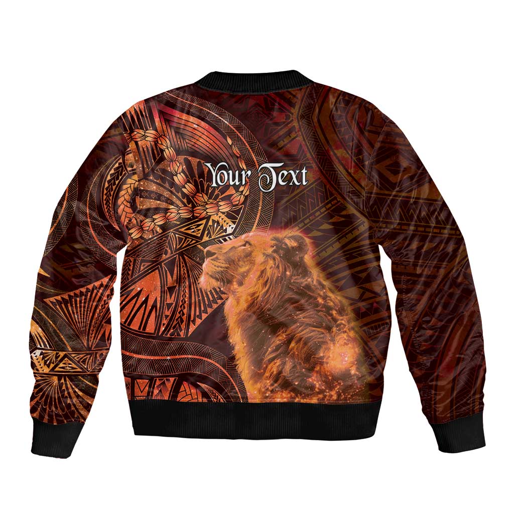 Personalised Polynesia Zodiac Leo Bomber Jacket Galaxy Polynesian Pattern Chest Tattoo Style