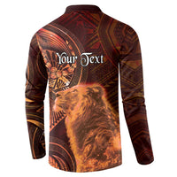 Personalised Polynesia Zodiac Leo Button Sweatshirt Galaxy Polynesian Pattern Chest Tattoo Style