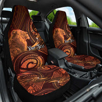 Personalised Polynesia Zodiac Leo Car Seat Cover Galaxy Polynesian Pattern Chest Tattoo Style LT14 One Size Orange - Polynesian Pride