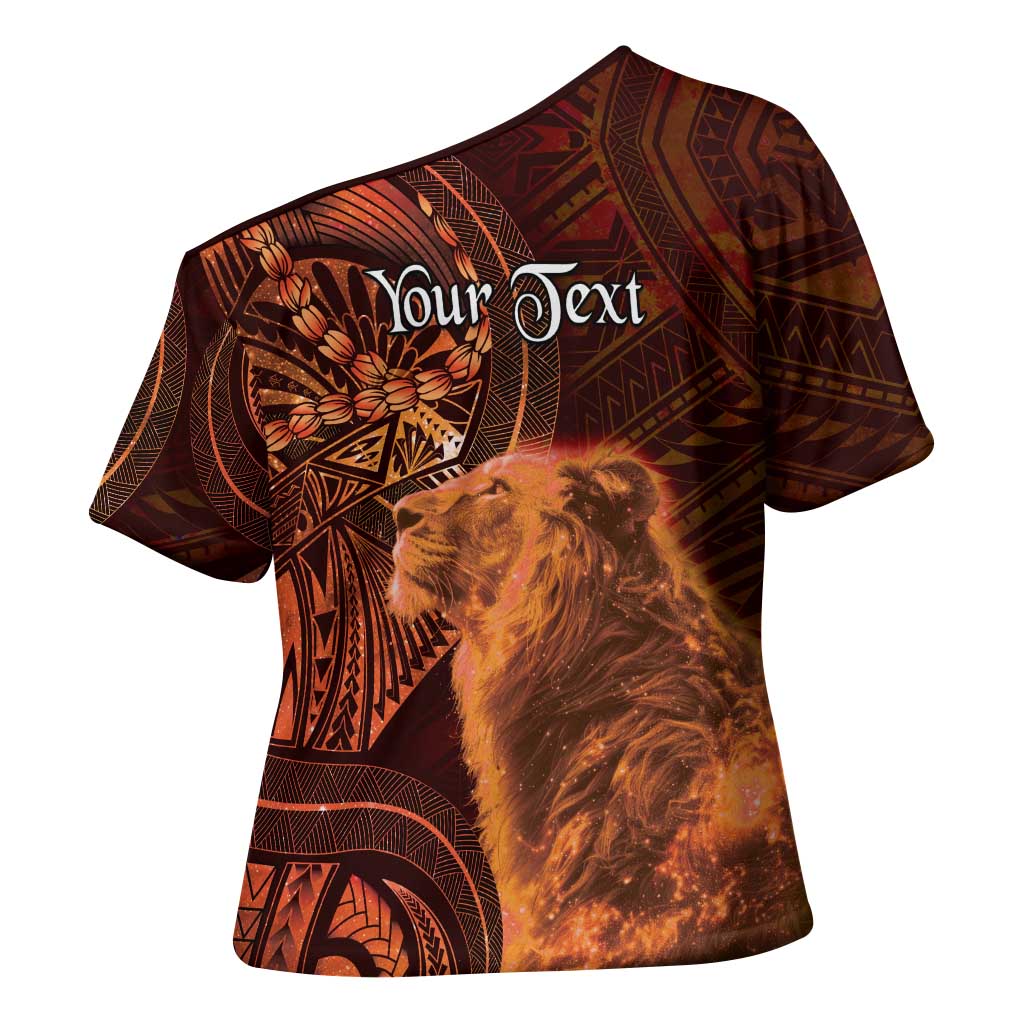 Personalised Polynesia Zodiac Leo Cross Shoulder Shirt Galaxy Polynesian Pattern Chest Tattoo Style LT14 - Polynesian Pride