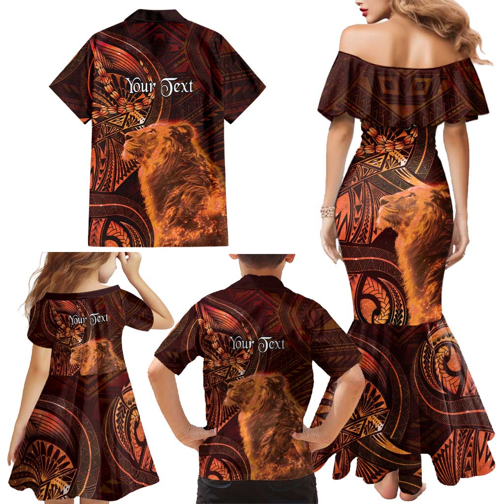 Personalised Polynesia Zodiac Leo Family Matching Mermaid Dress and Hawaiian Shirt Galaxy Polynesian Pattern Chest Tattoo Style LT14 - Polynesian Pride