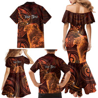 Personalised Polynesia Zodiac Leo Family Matching Mermaid Dress and Hawaiian Shirt Galaxy Polynesian Pattern Chest Tattoo Style LT14 - Polynesian Pride