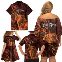 Personalised Polynesia Zodiac Leo Family Matching Off Shoulder Short Dress and Hawaiian Shirt Galaxy Polynesian Pattern Chest Tattoo Style LT14 - Polynesian Pride