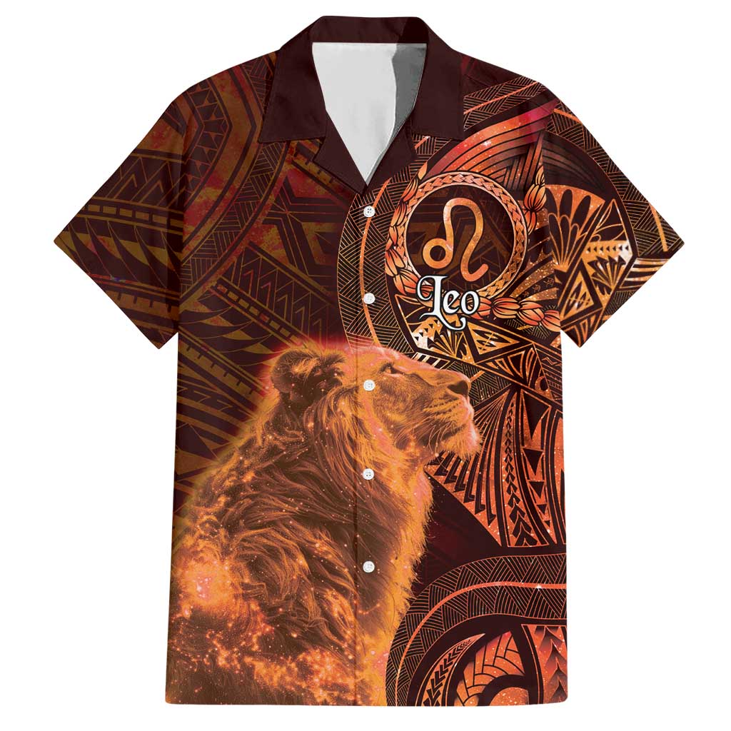 Personalised Polynesia Zodiac Leo Hawaiian Shirt Galaxy Polynesian Pattern Chest Tattoo Style LT14 Orange - Polynesian Pride