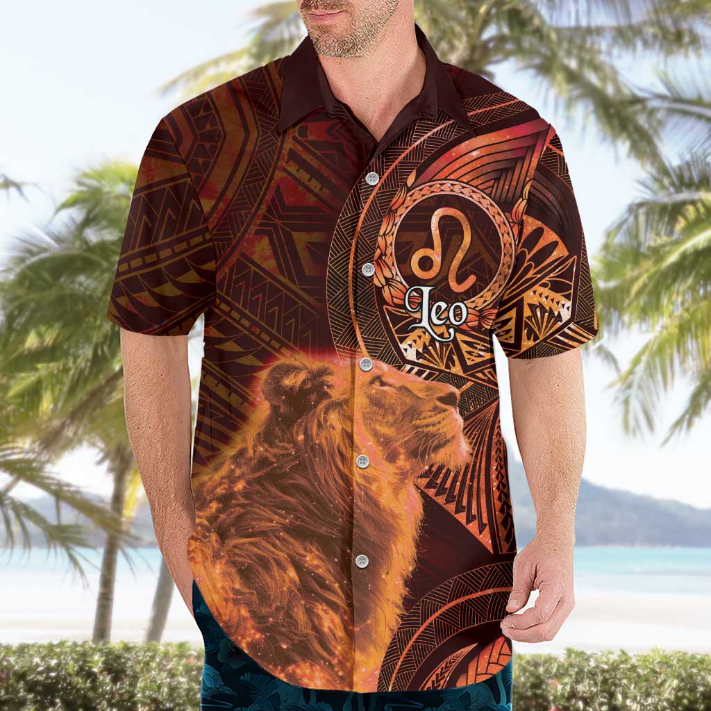 Personalised Polynesia Zodiac Leo Hawaiian Shirt Galaxy Polynesian Pattern Chest Tattoo Style LT14 - Polynesian Pride
