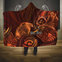 Personalised Polynesia Zodiac Leo Hooded Blanket Galaxy Polynesian Pattern Chest Tattoo Style