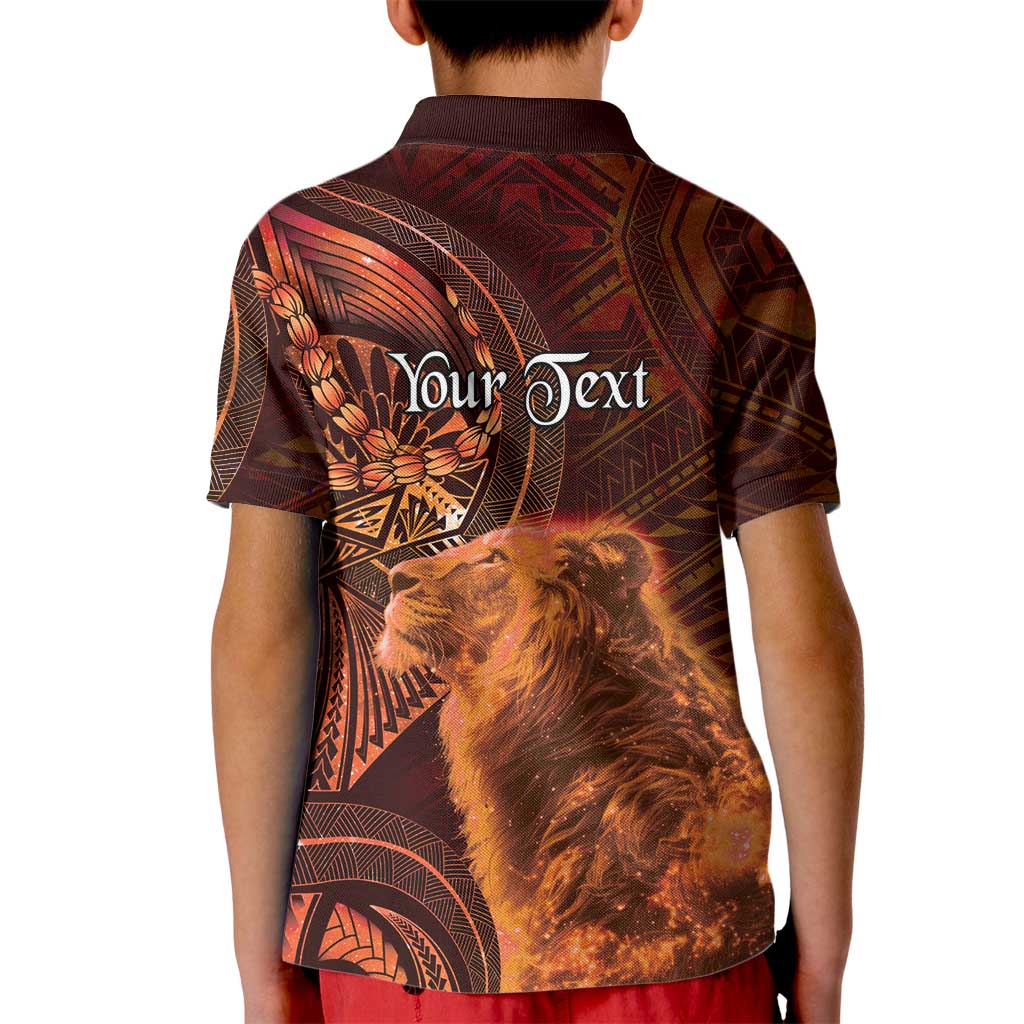 Personalised Polynesia Zodiac Leo Kid Polo Shirt Galaxy Polynesian Pattern Chest Tattoo Style