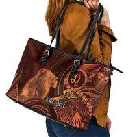Personalised Polynesia Zodiac Leo Leather Tote Bag Galaxy Polynesian Pattern Chest Tattoo Style