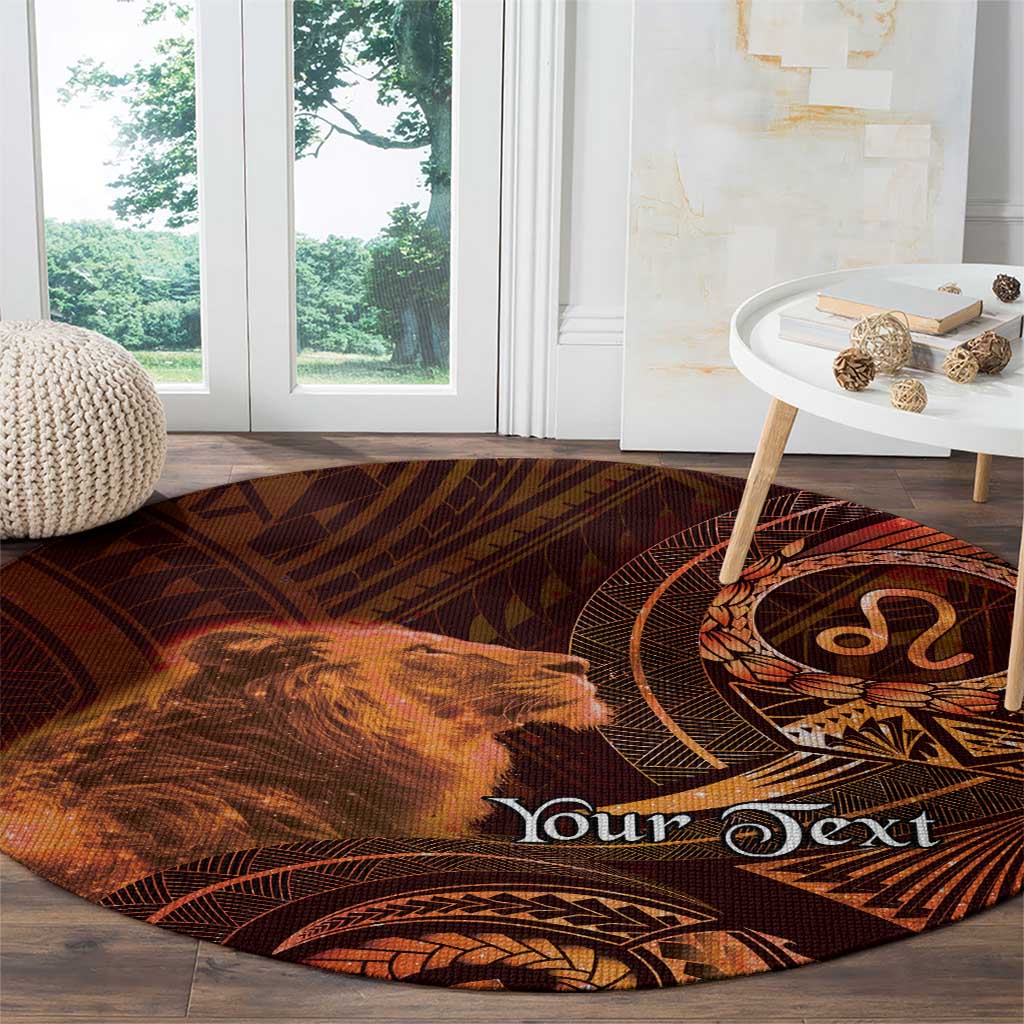 Personalised Polynesia Zodiac Leo Round Carpet Galaxy Polynesian Pattern Chest Tattoo Style