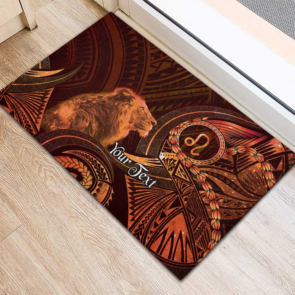 Personalised Polynesia Zodiac Leo Rubber Doormat Galaxy Polynesian Pattern Chest Tattoo Style