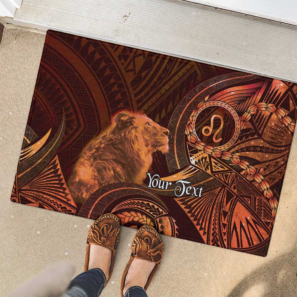 Personalised Polynesia Zodiac Leo Rubber Doormat Galaxy Polynesian Pattern Chest Tattoo Style